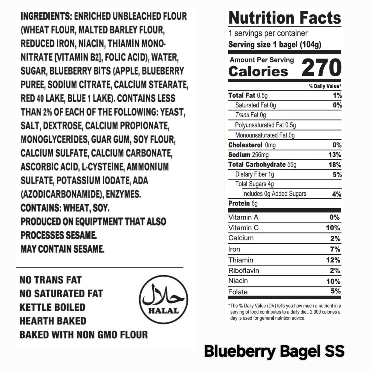 Elie's 10 Blueberry, 10 Plain 10 Cinnamon raisin and 10 Sesame Bagels- 40 total individually wrapped Extended shelf life Bagels