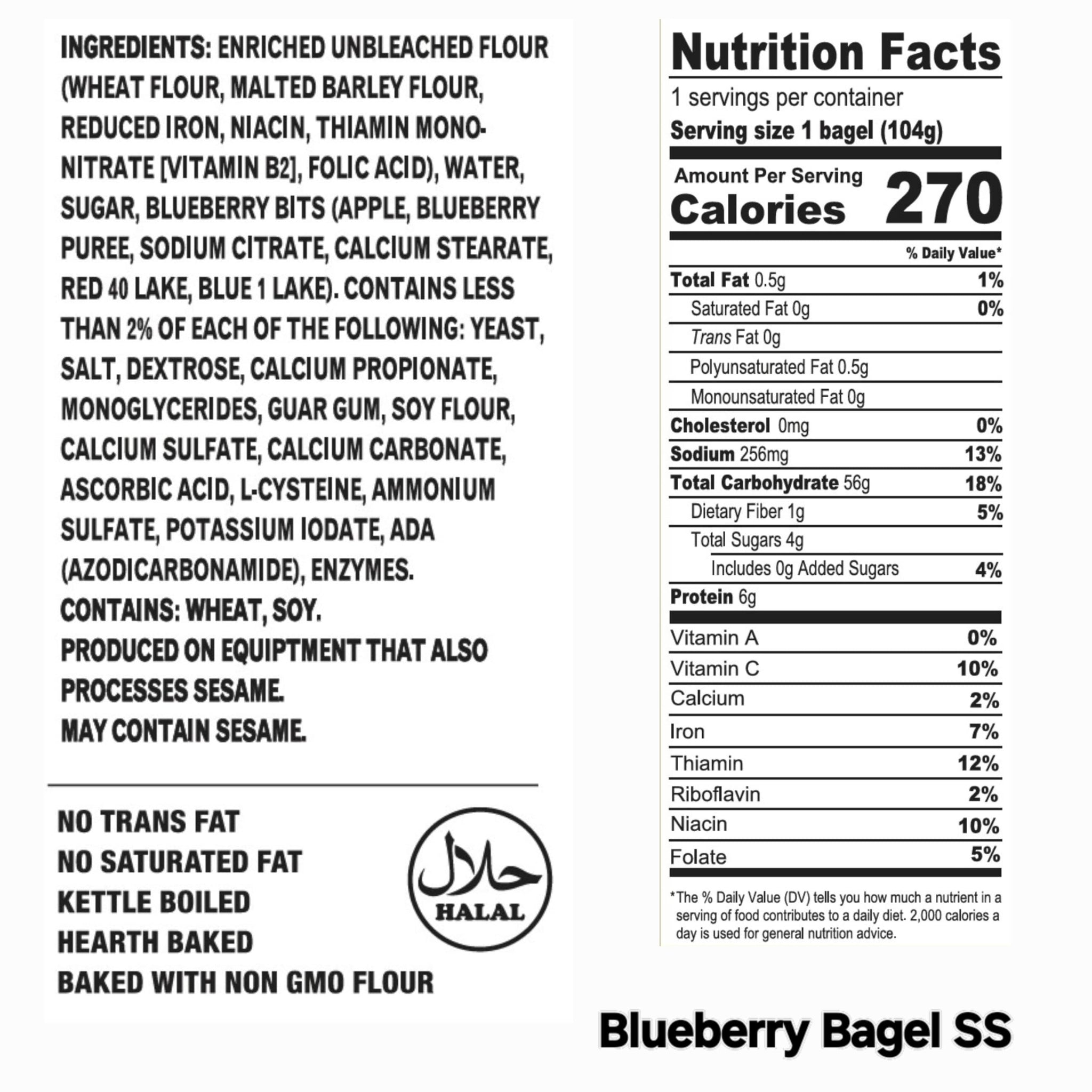 Elie's 10 Blueberry, 10 Plain 10 Cinnamon raisin and 10 Sesame Bagels- 40 total individually wrapped Extended shelf life Bagels