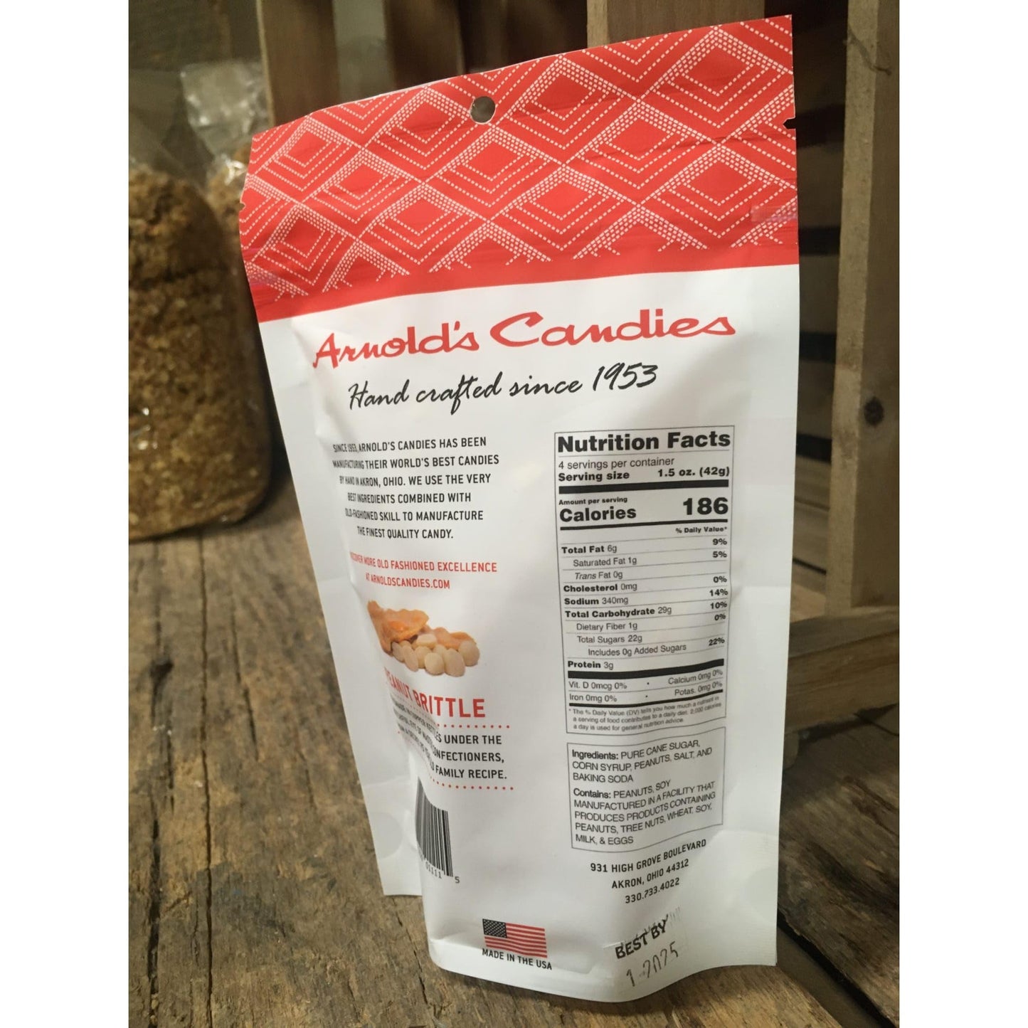 Arnold's Candies Peanut Brittle Rich Butter Flavor Fresh Crunch Snack Pack of 2