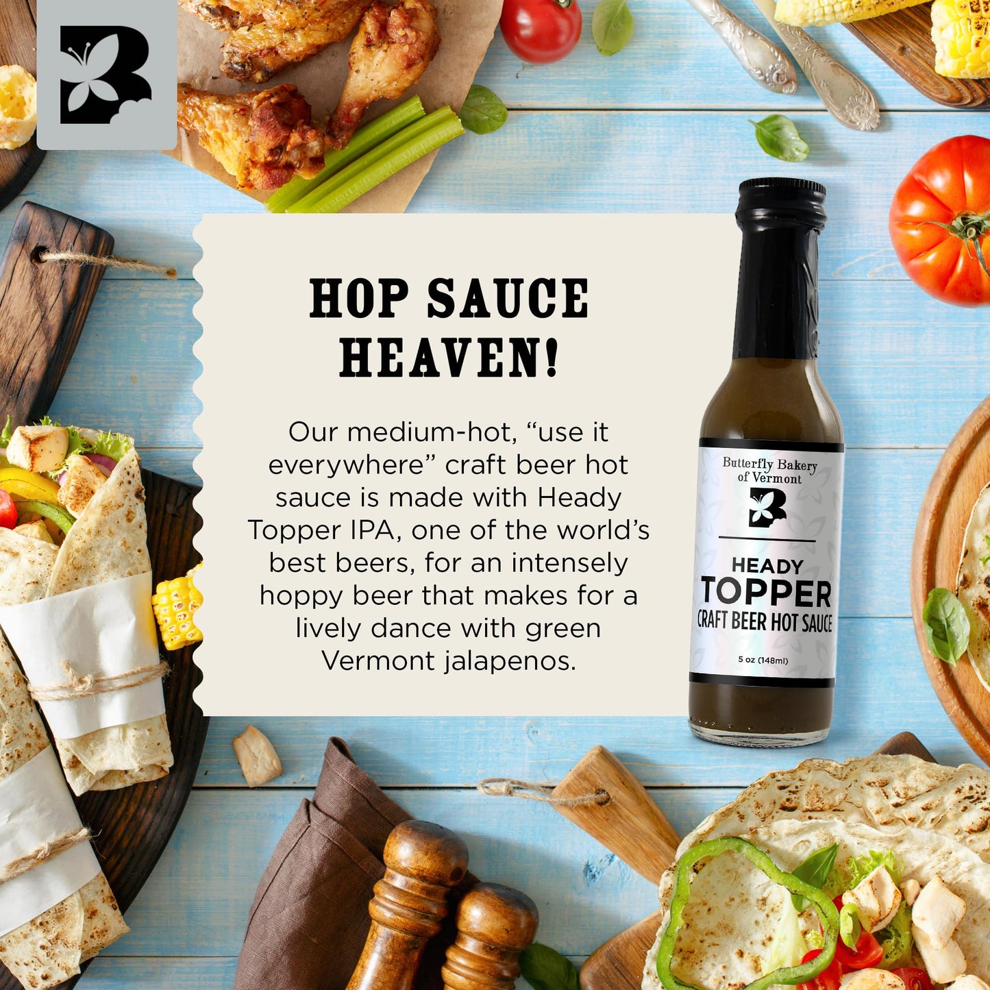 Butterfly Bakery of Vermont Heady Topper Beer Hot Sauce, 5 fl oz