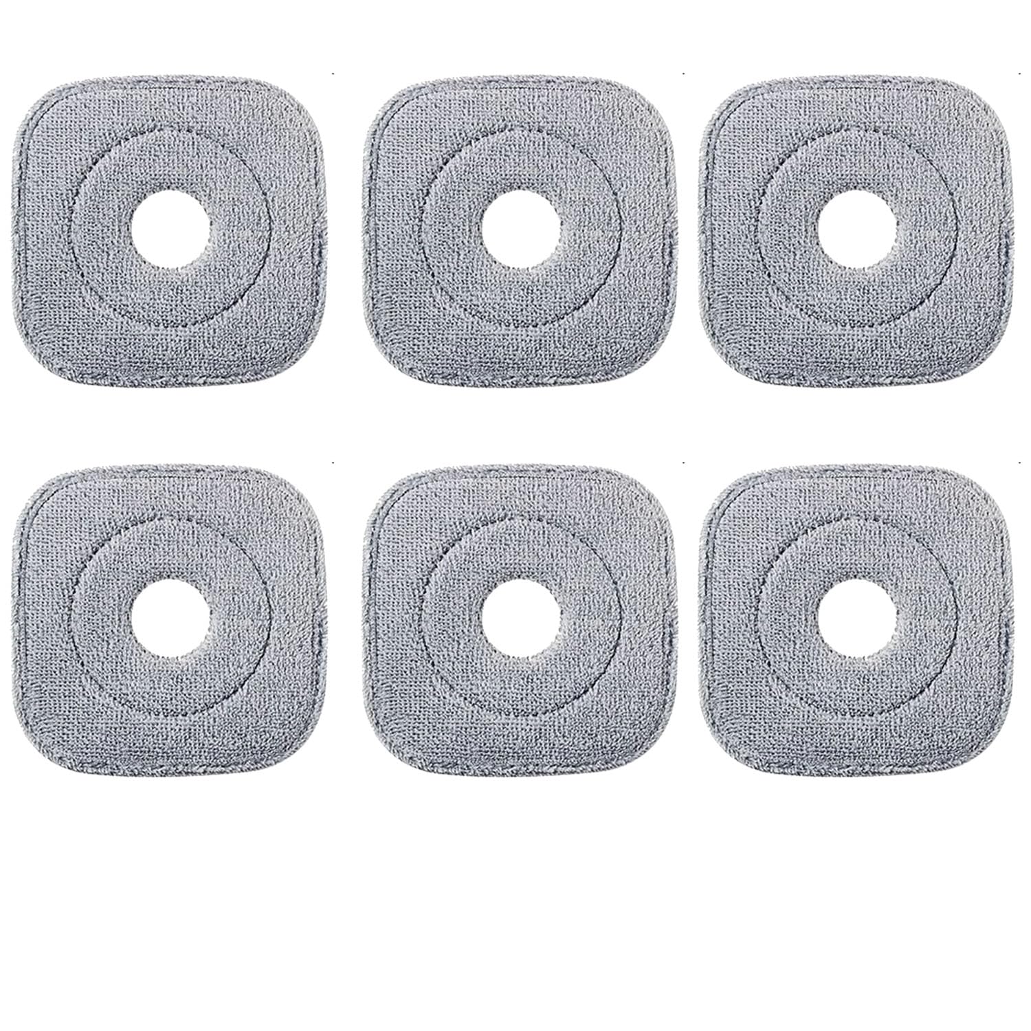 6 Pack 9 Inch Square Microfiber Mop Pad Refill Compatible with True & Tidy SPIN-800 TrueClean Mop M16 Spin Mop and Most Square Spin Mop & Bucket