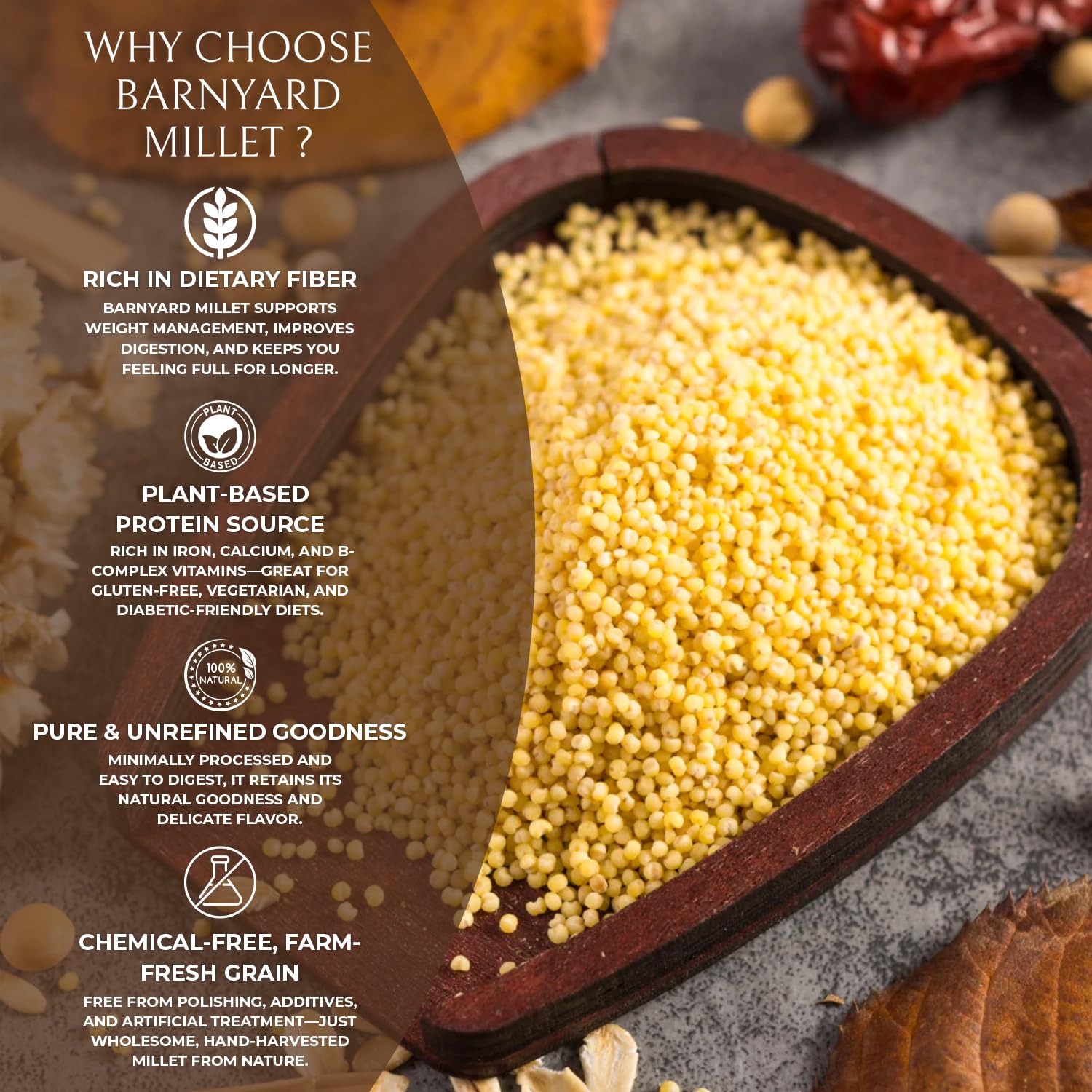 DFOLS Barnyard Millet Whole Grain Mild Nutty Flavor for Cooking 0.55lb 8.82oz (250g) Premium Quality ??
