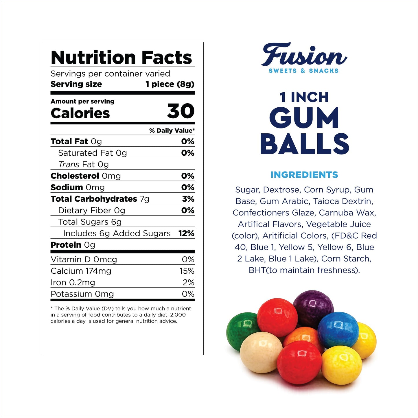 Gumballs 1 Inch - 1 Pound Bag - Gum Balls For Gumball Machine - Gumballs Bulk - Gum Ball Machine Refill - Assorted Fruit Flavor - Bubble Gum