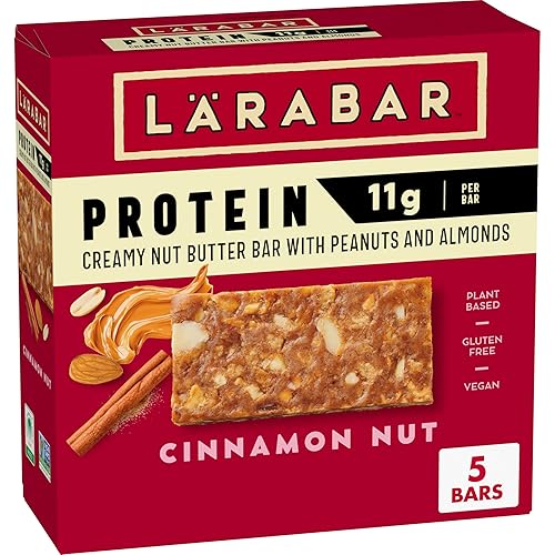 Larabar Cinnamon Nut Protein Bars, Peanuts and Almonds, 11g Protein, 5 Ct, 7.95 oz