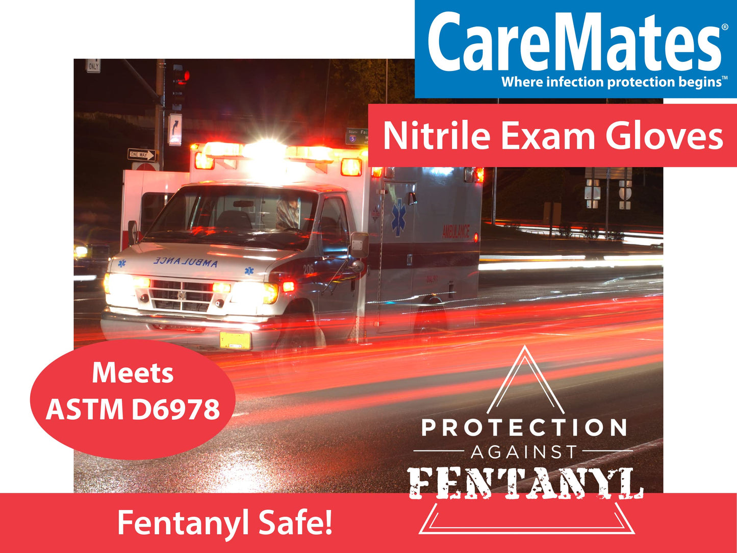 CareMates Nitrile Medical Exam Gloves, Latex Free Rubber, Powder Free, Extra Strong, 4 Mil Thick, First Aid, Food Safe, Cleaning Gloves, Medium