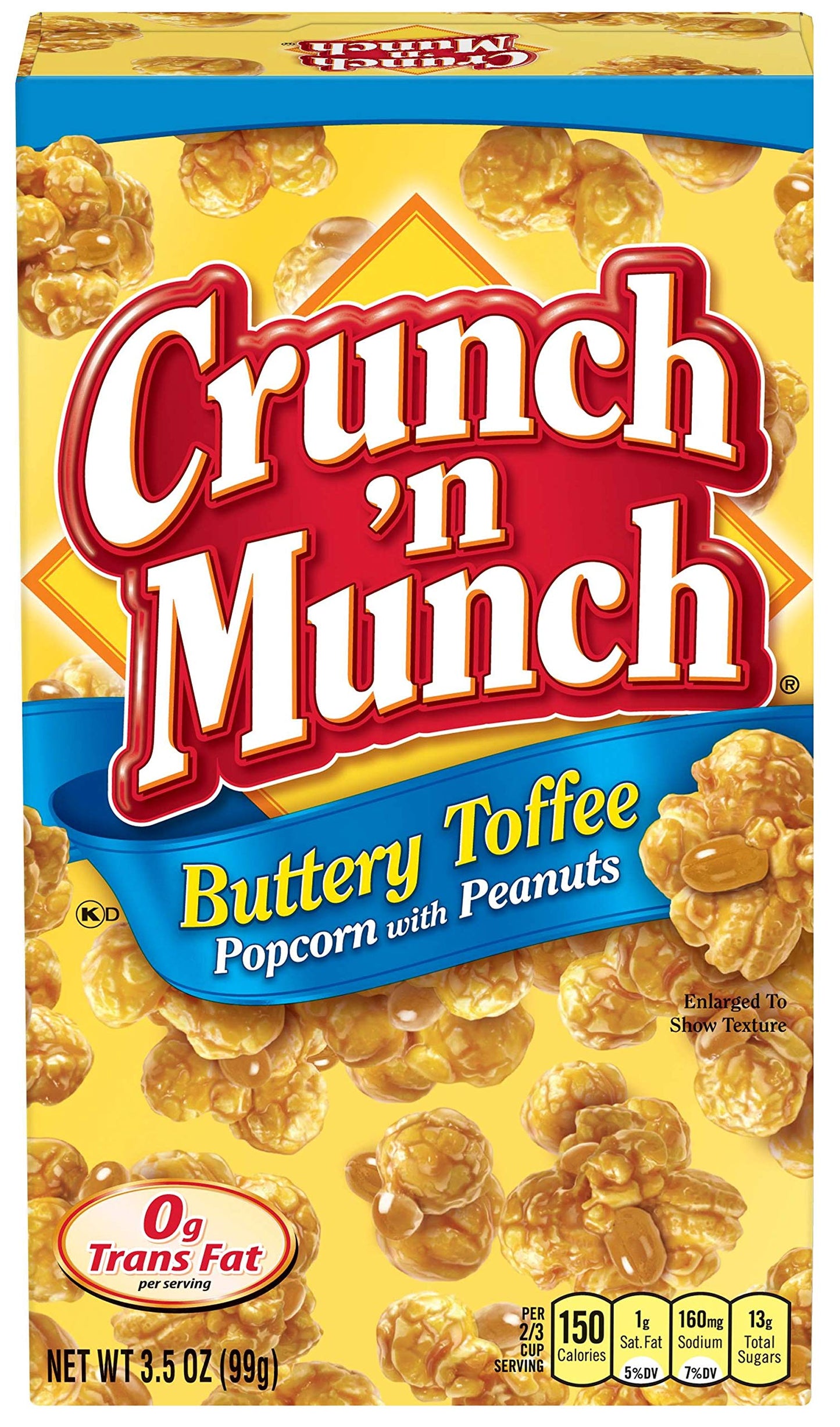 Crunch 'n Munch, Popcorn With Peanuts, Buttery Toffee and Caramel, One Box of Each with Make Your Day Bag Clip