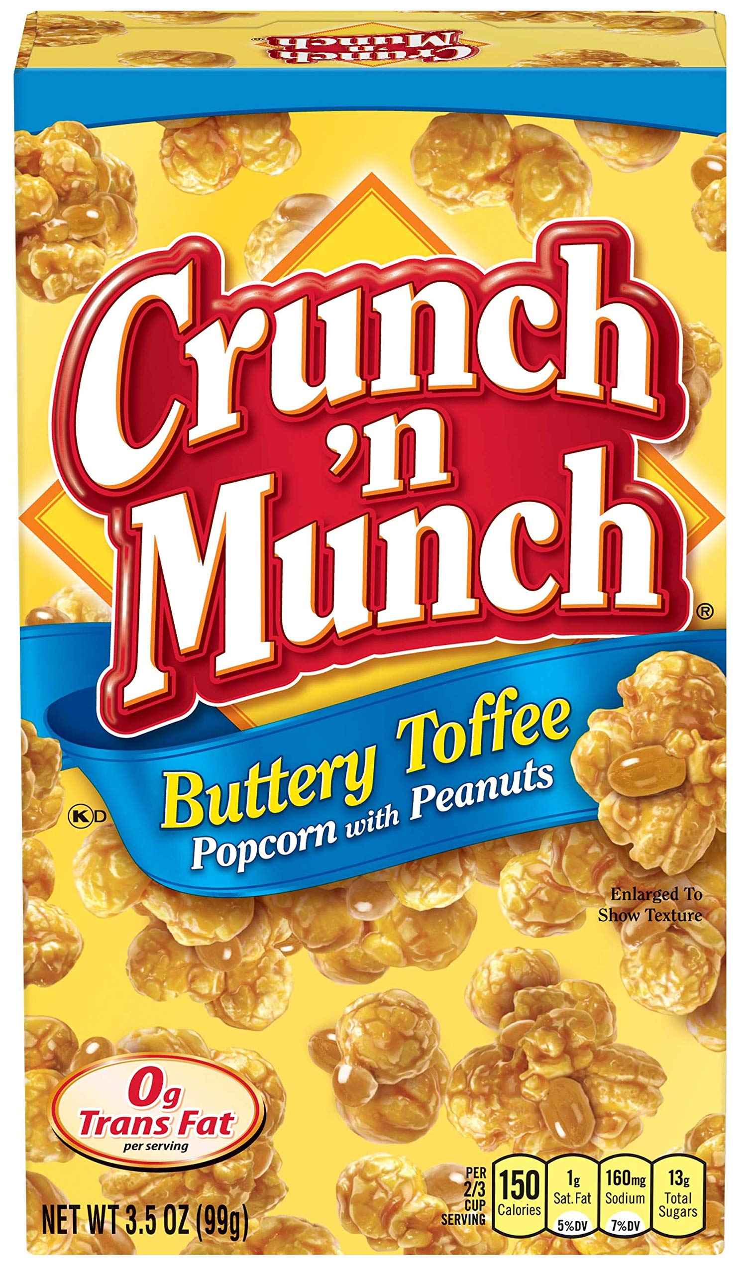 Crunch 'n Munch, Popcorn With Peanuts, Buttery Toffee and Caramel, One Box of Each with Make Your Day Bag Clip