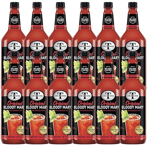 Mr & Mrs T Original Bloody Mary Mix, 1L Bottle, - Premium Cocktail Mixer for Bloody Marys, Ready to Use
