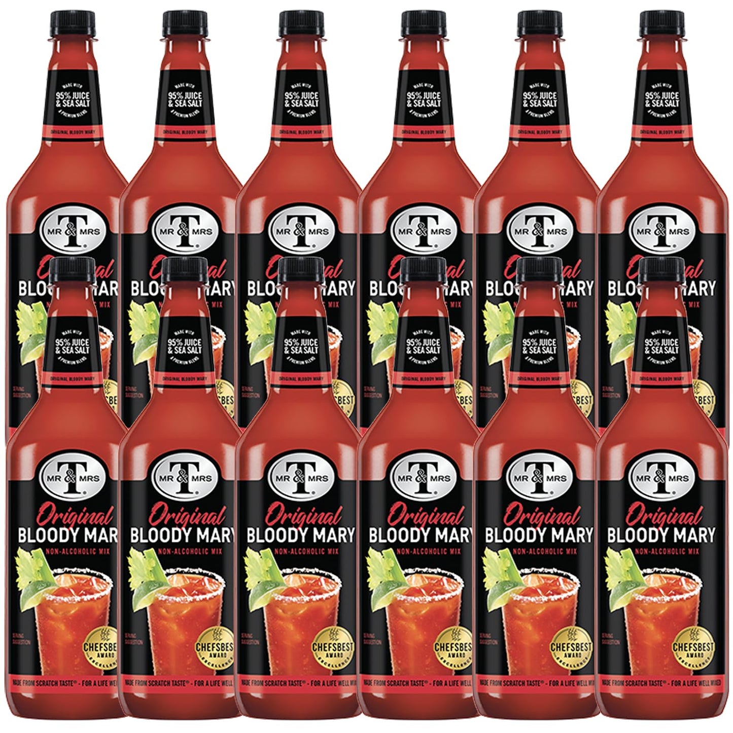 Mr & Mrs T Original Bloody Mary Mix, 1L Bottle, - Premium Cocktail Mixer for Bloody Marys, Ready to Use