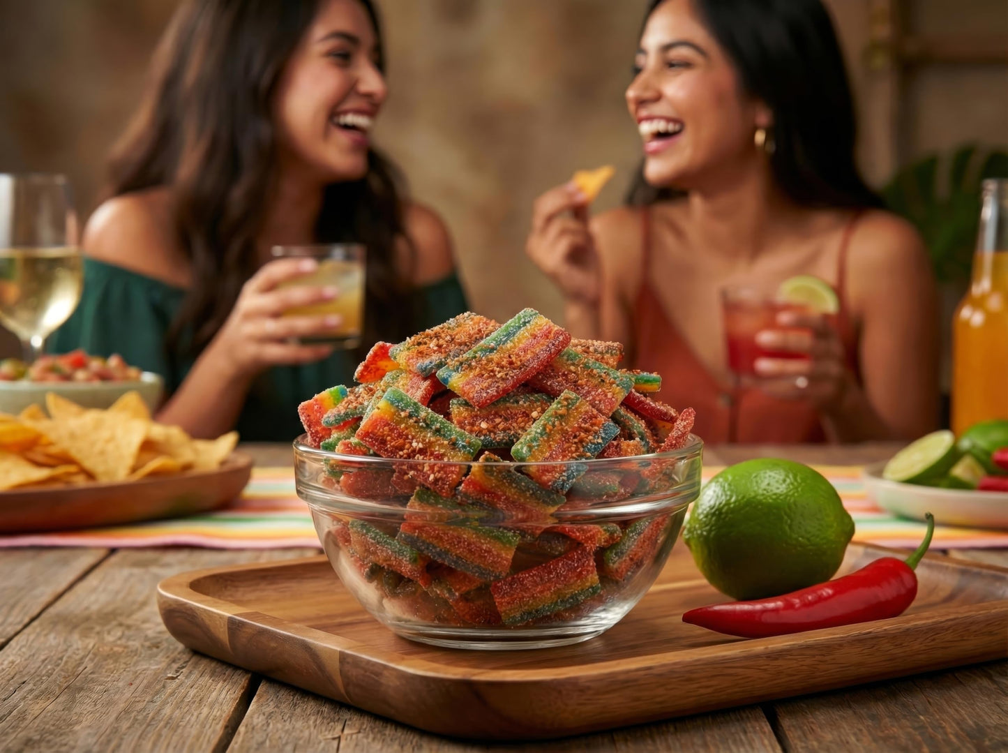 Chamoy Covered Sour Gummy Candy 2 Lb ~ Smarty Stop (Rainbow Belt Bites)