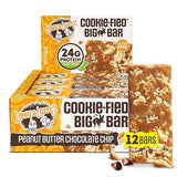 Lenny & Larry's Cookie-fied BIG BAR - Peanut Butter Chocolate Chip Vegan Protein Bars 12x90g - Healthy Snacks, 24g Plant Protein & 10g Prebiotic Fiber