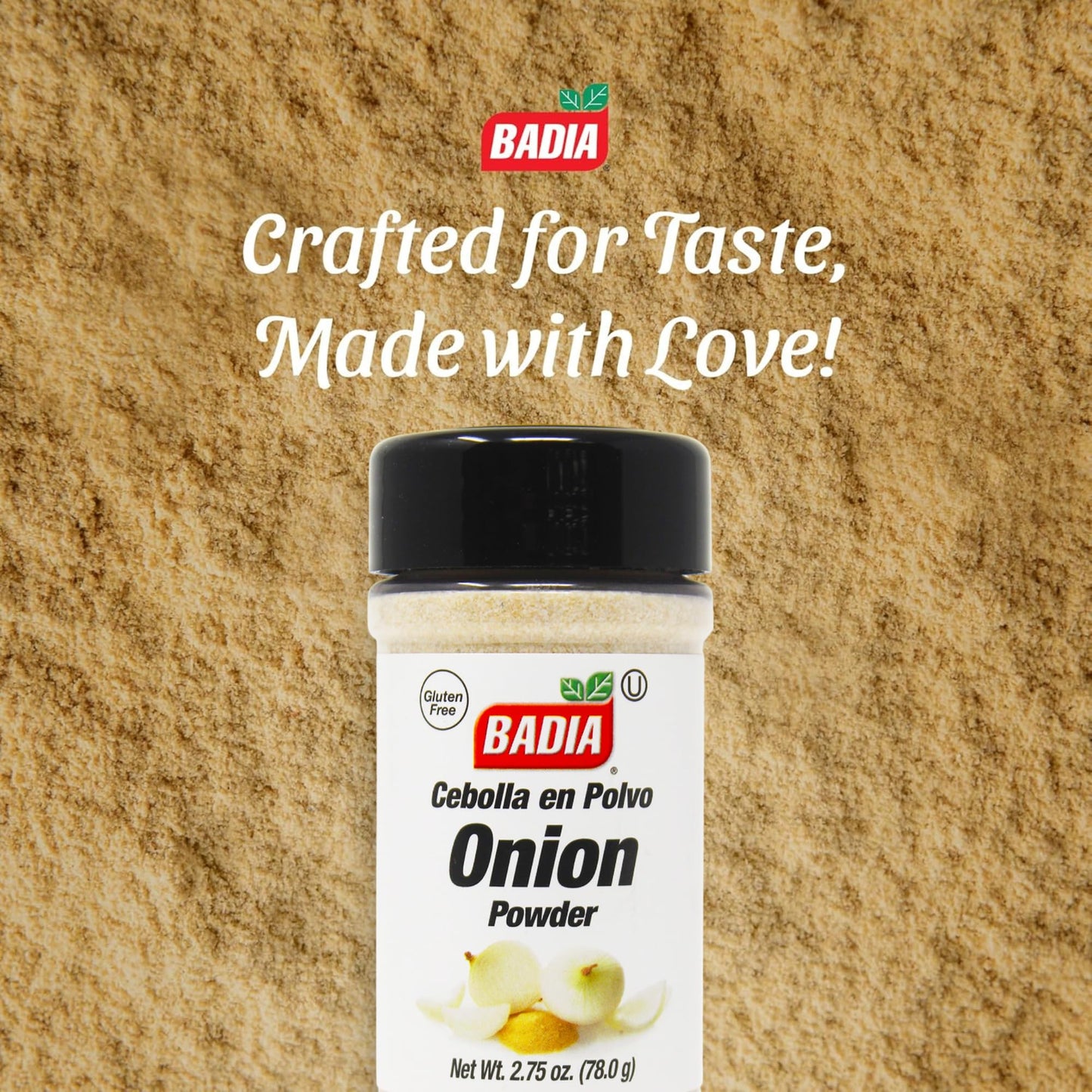 Badia Onion Powder, 2.75 oz - Pure Ground Onion Seasoning, Bold Sweet Savory Flavor, Gluten Free, No MSG, Kosher