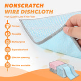 WYDZKJ 12Pack Multipurpose Wire Dishwashing Rags, Upgrade Non Scratch Wire Dishcloth, for Wet and Dry Use, Reusable Metal Scrubbing Microfiber Clean