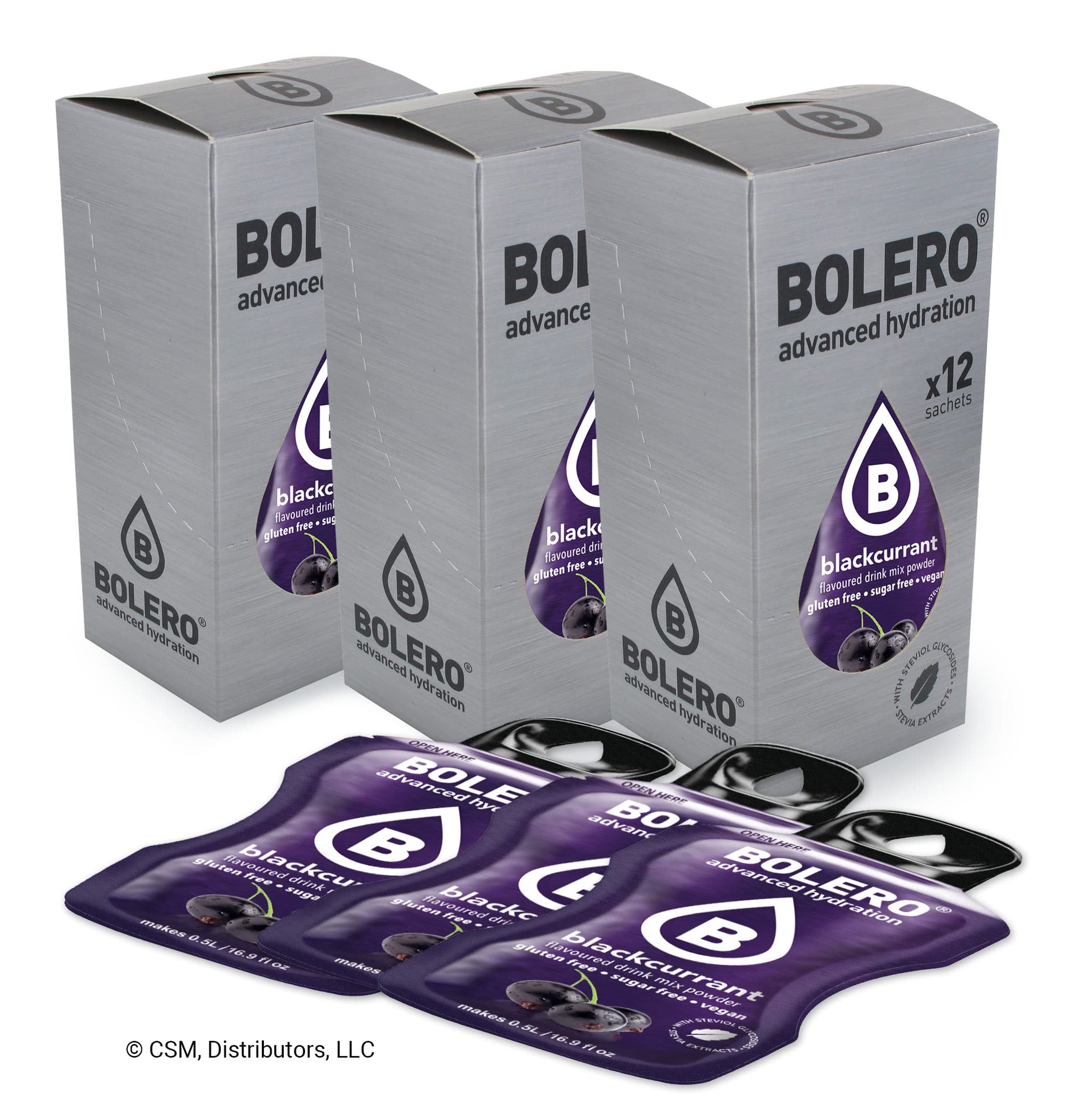 Bolero- Sugar Free Drink Mix Packets Black Currant Fruit Flavors | Powdered Flavored Water Packets | 36 Small Sachet On The Go Packets