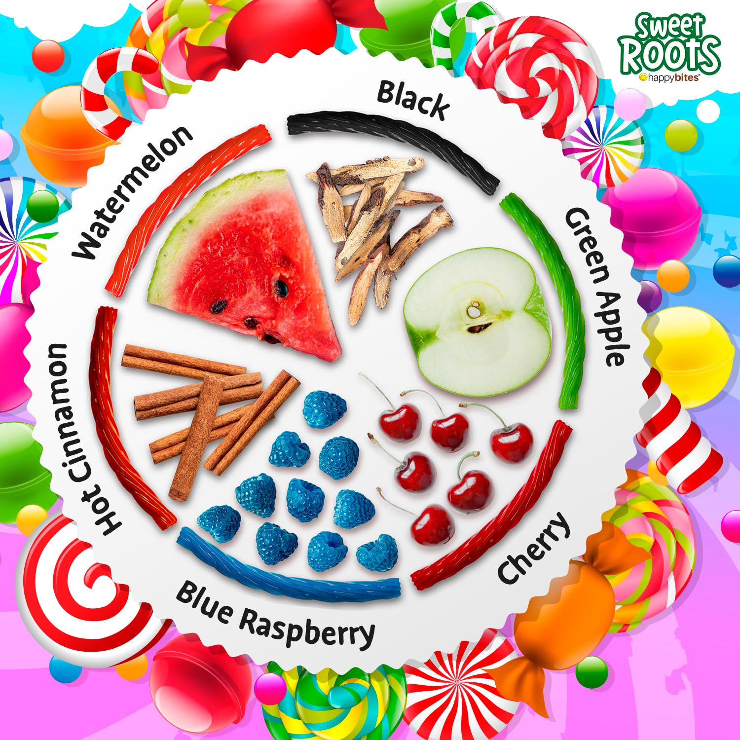 Sweet Roots Green Apple Licorice Twists - Jumbo Soft Licorice Sticks Made with Real Fruit Juice | Gourmet Apple Candy for Snack Lovers | Vegan