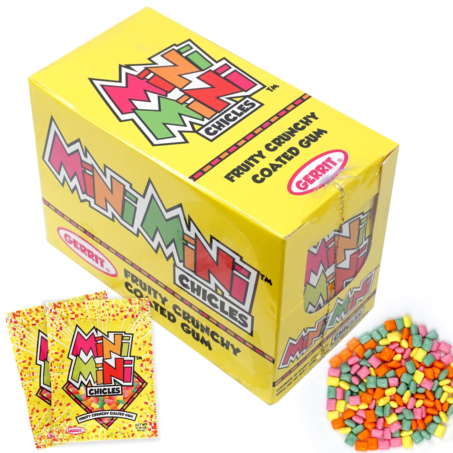 Mini Mini Chicles, Pack of 20, Fruity Crunchy Coated Gum, Mini Chiclets, Bubble Gum