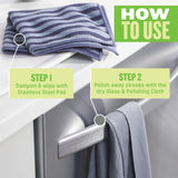 E-Cloth Stainless Steel Microfiber Cleaning Cloth Kit - Stainless Steel Cleaner for Appliances, Oven, Stove, & More - Microfiber Towels for Cars
