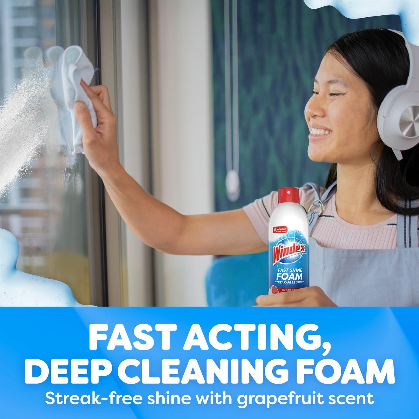 Windex Fast Shine Foam Glass Cleaner Supplies, No-Drip Window & Mirror Aerosol Spray, Streak-Free, Removes Fingerprints, Dust, Dirt & Smoke Film