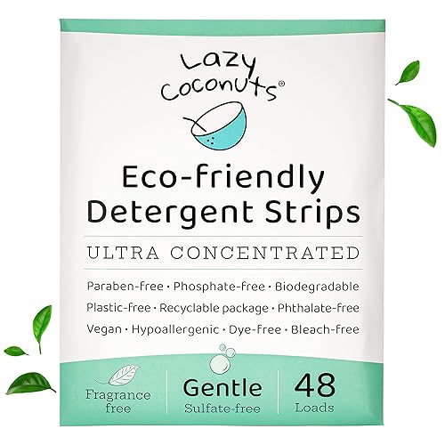LAZY COCONUTS Laundry Detergent Sheets - Sulfate-free, Gentle - For Sensitive Skin, Baby, Hand Wash - Eco Friendly, Natural, Hypoallergenic, Sulfate