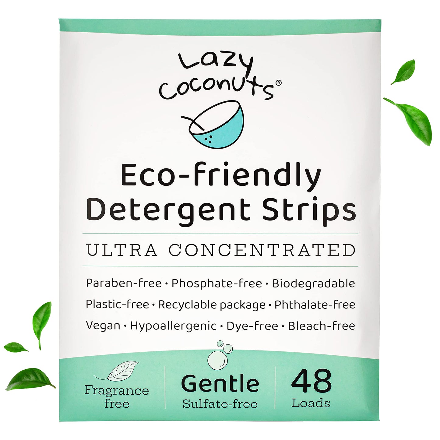 LAZY COCONUTS Laundry Detergent Sheets - Sulfate-free, Gentle - For Sensitive Skin, Baby, Hand Wash - Eco Friendly, Natural, Hypoallergenic, Sulfate