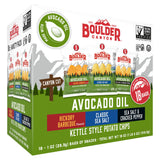 Boulder Canyon Avocado Oil Kettle Style Potato Chips Variety Pack, 18 Count - Gluten-Free, Non-GMO, Hickory Barbecue, Classic Sea Salt, Sea Salt