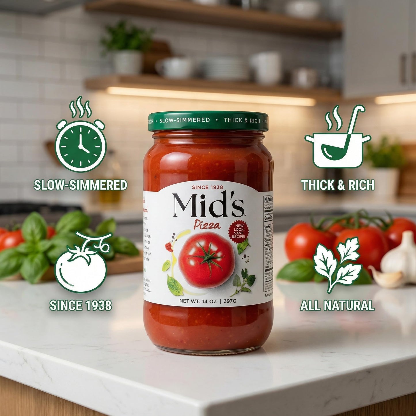 MIDS Sauce - 2 Pack - Pizza Sauce for Homemade Dough and Pizza Crust - Topping for Cheese,Bites, Vegan Pzza - Versatile Sauces with Plastic a Random