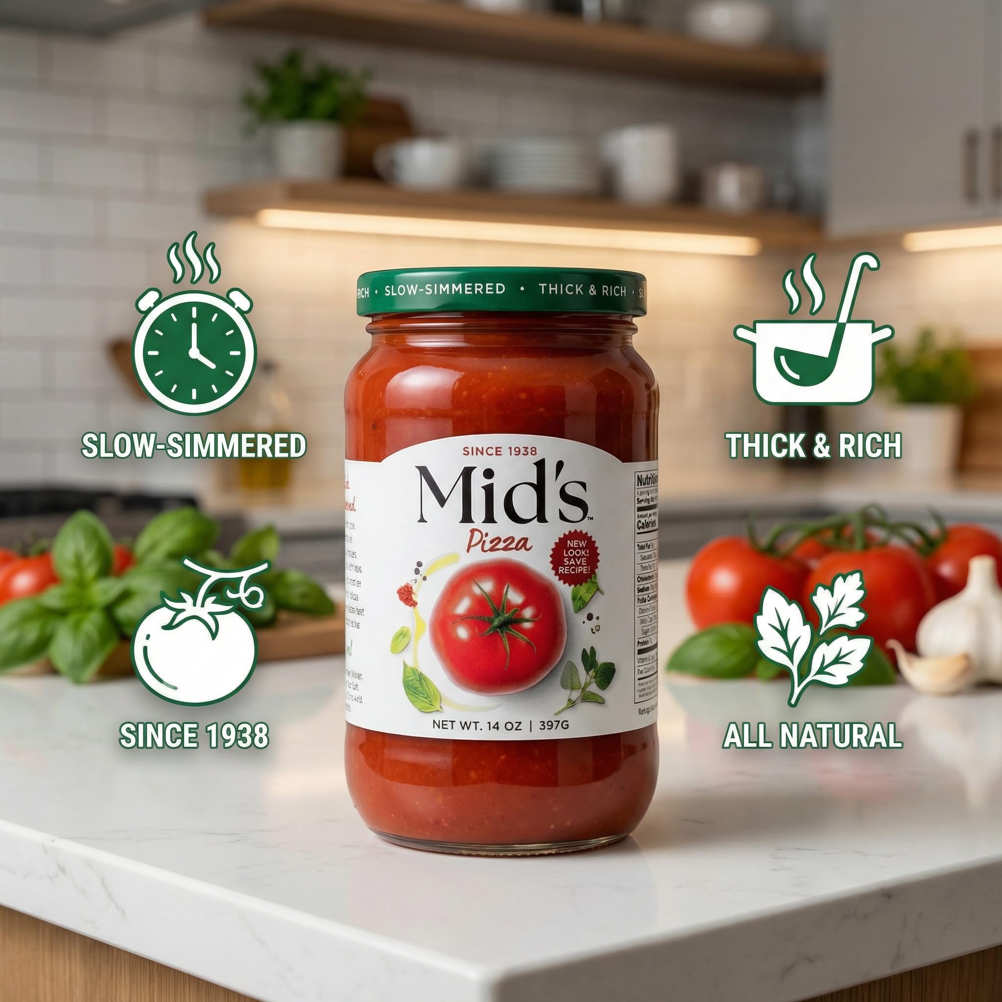 MIDS Sauce - 2 Pack - Pizza Sauce for Homemade Dough and Pizza Crust - Topping for Cheese,Bites, Vegan Pzza - Versatile Sauces with Plastic a Random