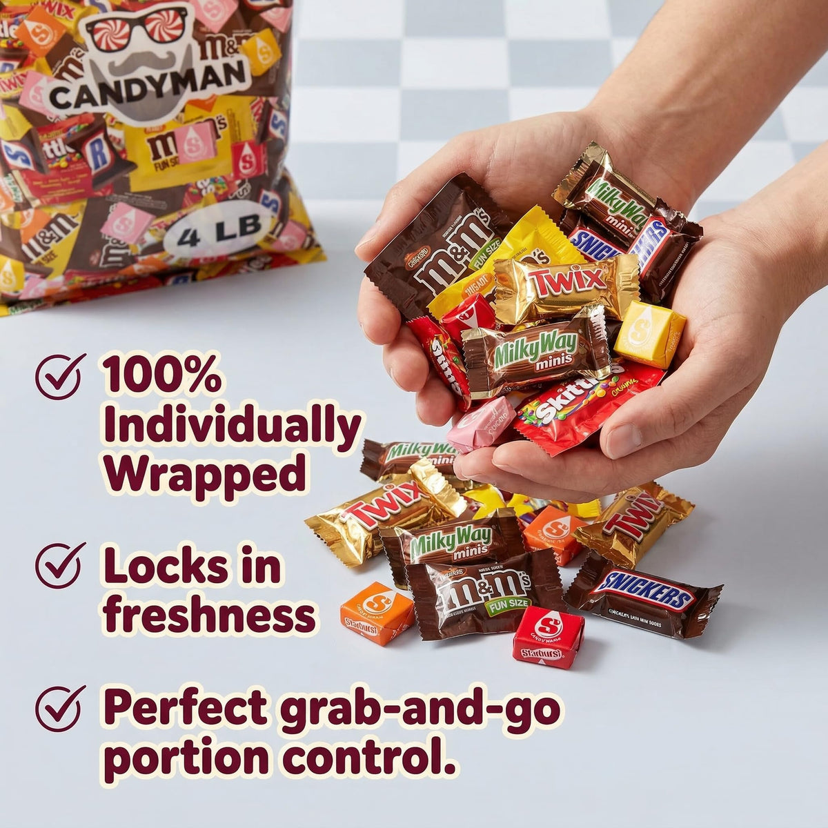 Candyman Candy Variety Pack, Bulk 4 lb Assorted Chocolate Candy Mix