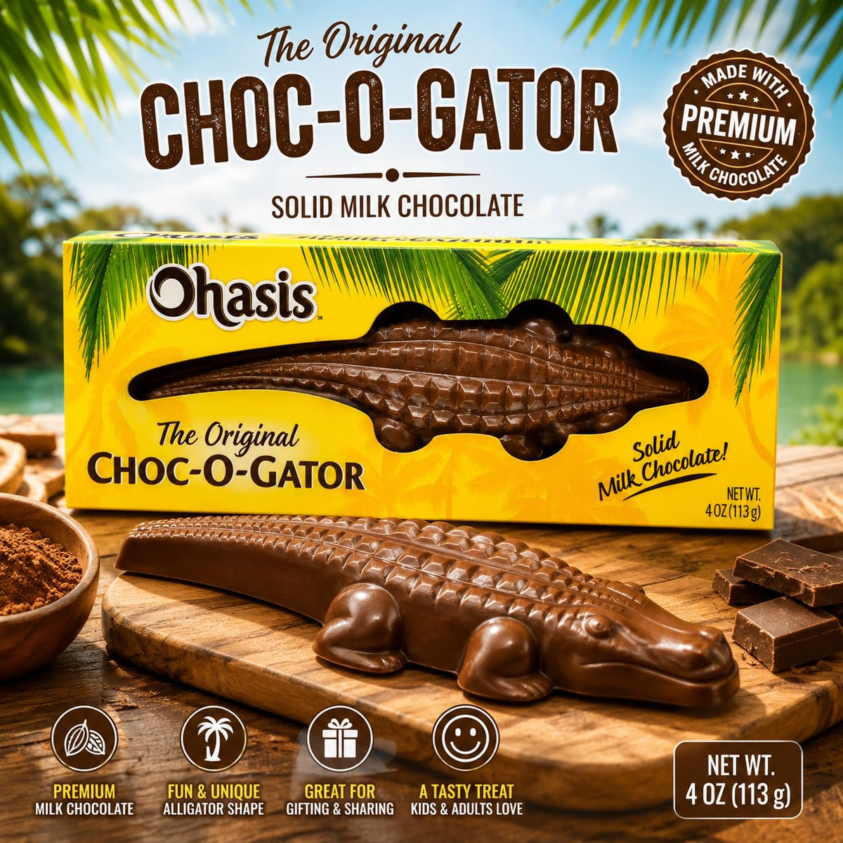 Milk Chocolate Alligator Candy Florida Souvenir Novelty Gift 4 Oz (pack 1)