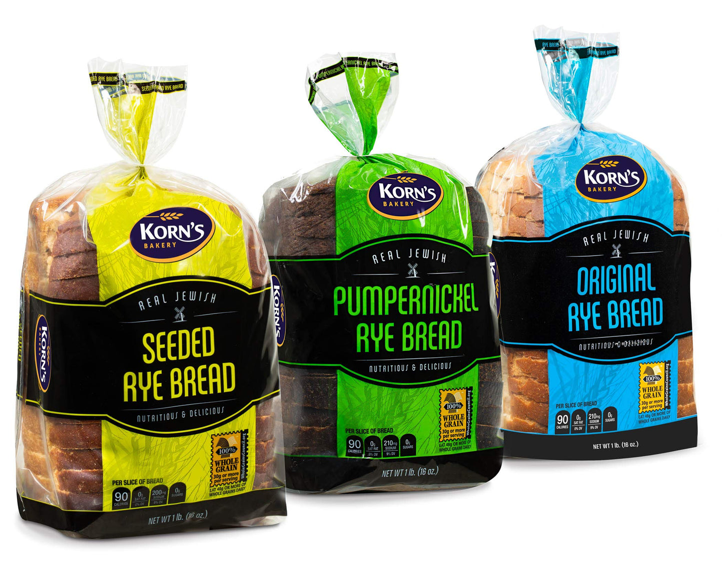 Rye Bread | 3 Flavor Variety Bundle | (1) Seeded Rye Bread, (1) Real Jewish Rye Bread ( Seedless) & (1) Pumpernickel Bread | 2-3 Day Shipping |16 oz