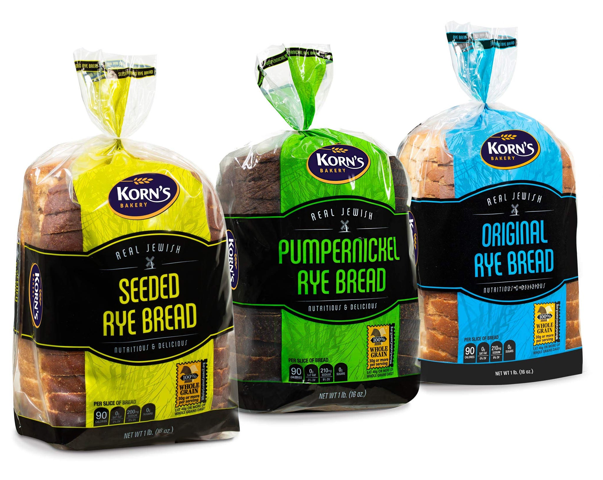 Rye Bread | 3 Flavor Variety Bundle | (1) Seeded Rye Bread, (1) Real Jewish Rye Bread ( Seedless) & (1) Pumpernickel Bread | 2-3 Day Shipping |16 oz