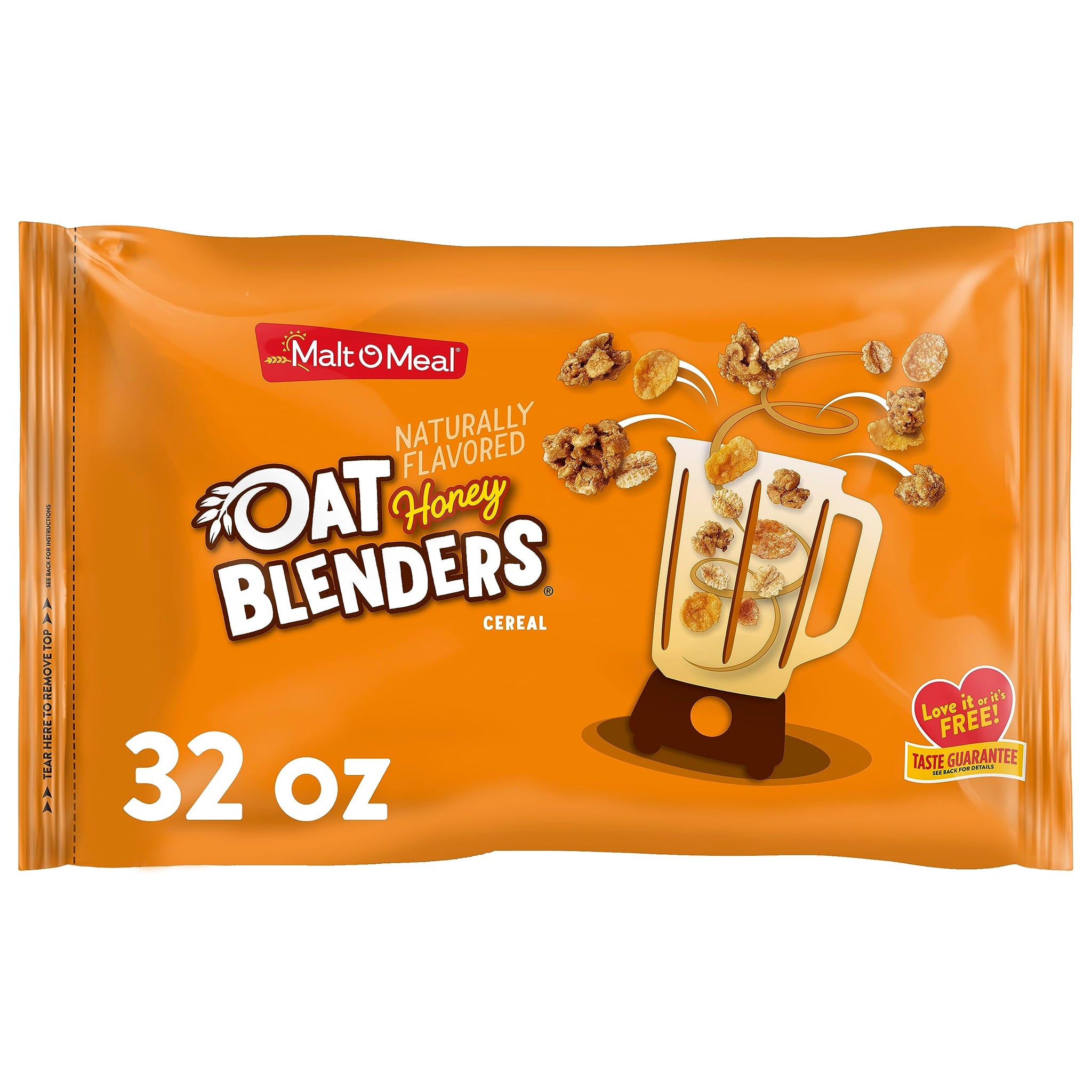 Malt-O-Meal Honey and Oat Blenders Kids Breakfast Cereal, Family Size Bulk, 32 oz Bag