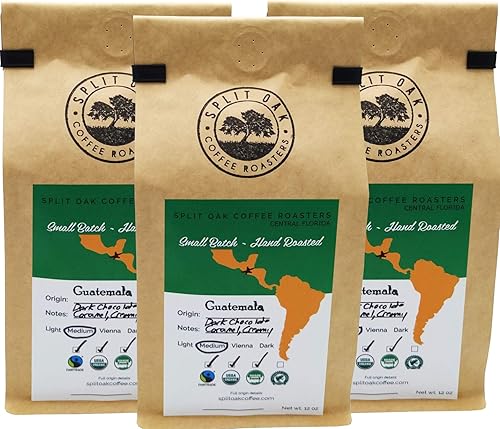 3 PACK Organic Guatemala Huehuetenango Coffee Beans 12oz, Fair Trade, Medium Roast, Single Origin, Shade Grown, Superior Reserve, Fresh Roast