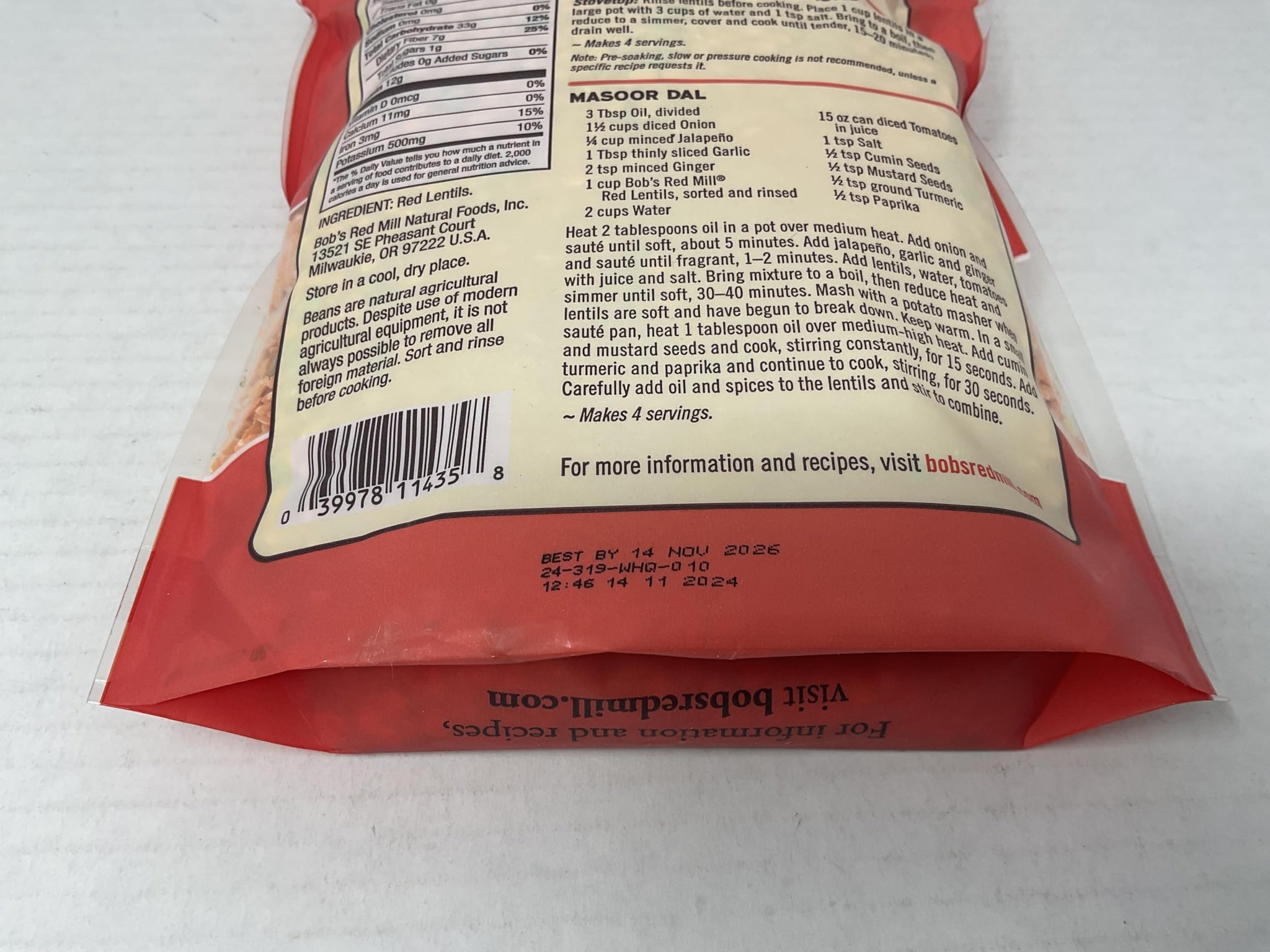 Bob's Red Mill Red Lentils, 27 oz