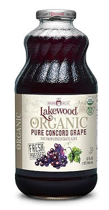Lakewood Organic PURE Concord Grape Juice, 32 Fl Oz, Pack of 6