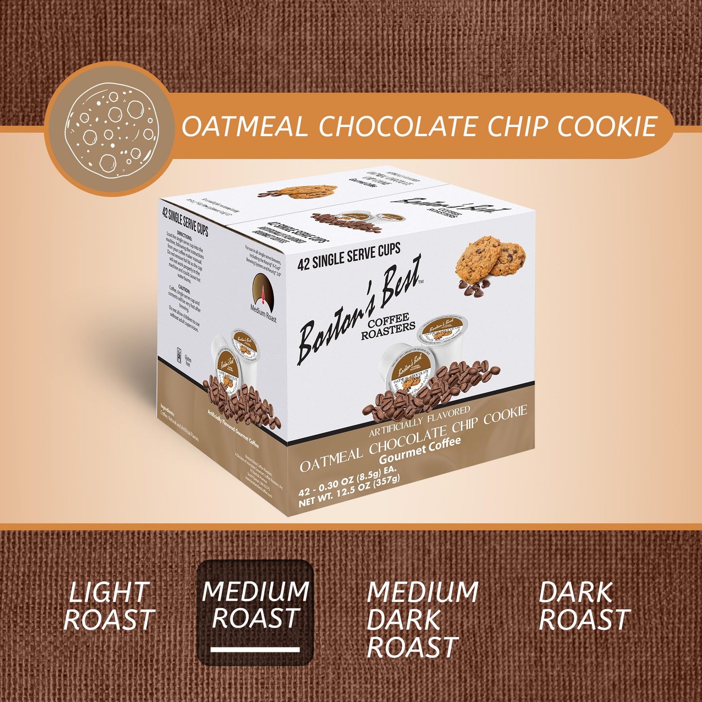 Boston’s Best - Oatmeal Chocolate Chip Cookie Flavored Coffee Blend, Dessert Gourmet Compatible with Keurig Coffee Maker, 1 Count (42 Single Serve