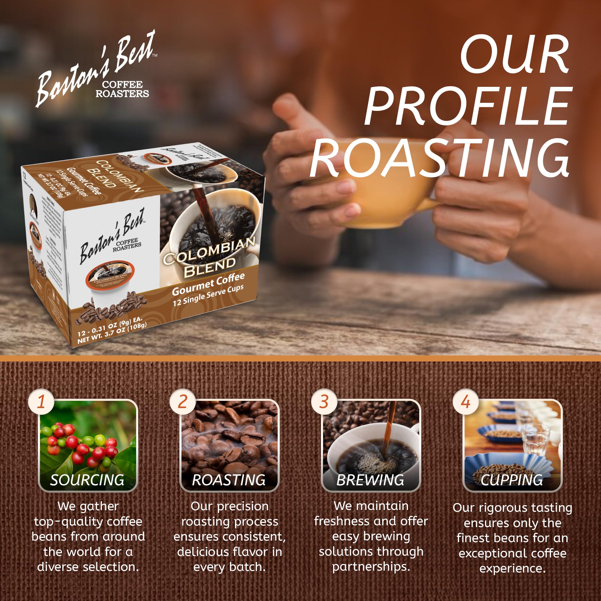 Boston’s Best - Colombian Blend Delectable Gourmet Bold Medium Roast Coffee Compatible with Keurig Coffee Maker, 1 Count (12 Single Serve Cups)