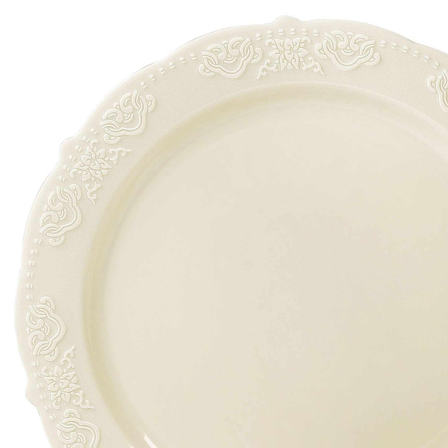 OCCASIONS 50 Piece Ivory Plastic Plates for 25 Guests, Heavy Duty Fancy Disposable Dinnerware Set, 25 Dinner 10.25" & 25 Salad/Dessert, China-Like