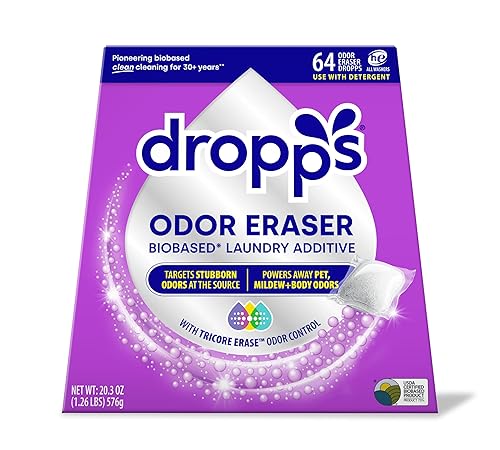 Dropps Odor Eraser Pods (64 Count) - Powered by TriCore Erase | Use With Detergent | Odor Remover | For Sweat, Musty Towels, Mildew, Pet & Body Odors