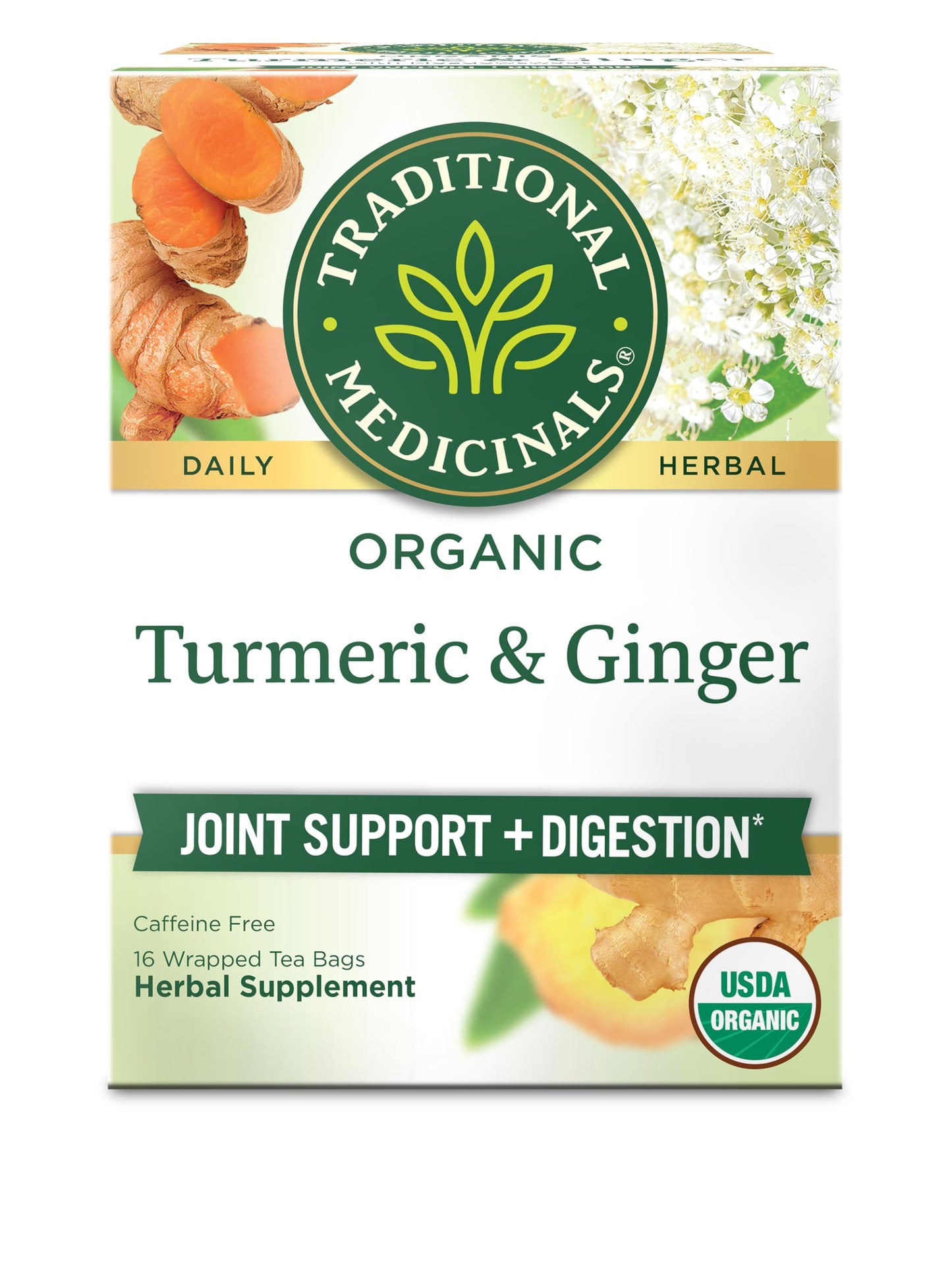 Traditional Medicinals Organic, Turmeric Tea with Ginger & Meadowsweet - Supports Normal Response to Inflammation - Kosher, Non-GMO, Caffeine-Free