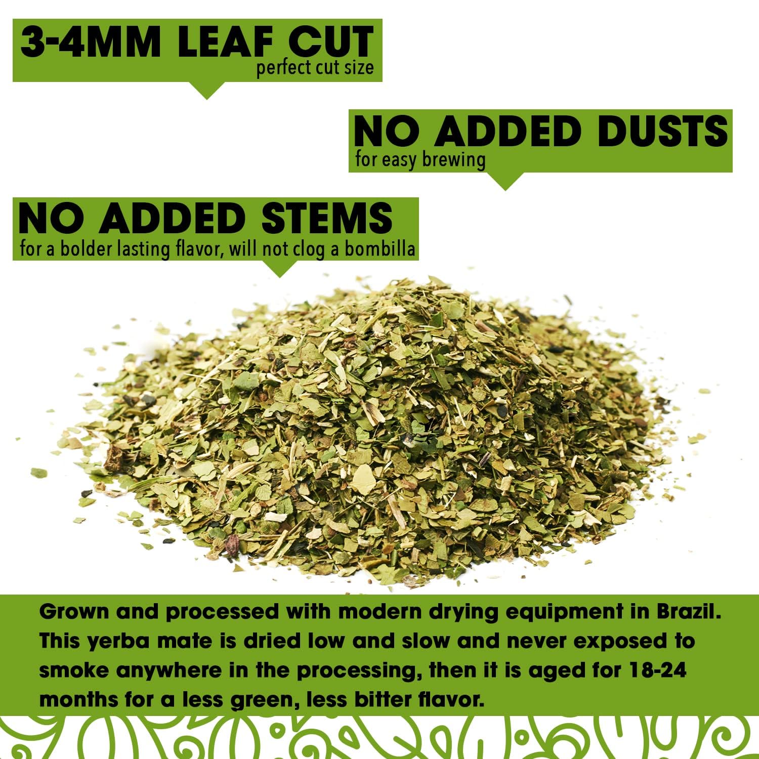 Organic Yerba Mate Loose Leaf Tea - Unsmoked Traditional South American Mate - Natural Energy & Focus - USDA Certified - Premium Aged Leaves - 14 oz.