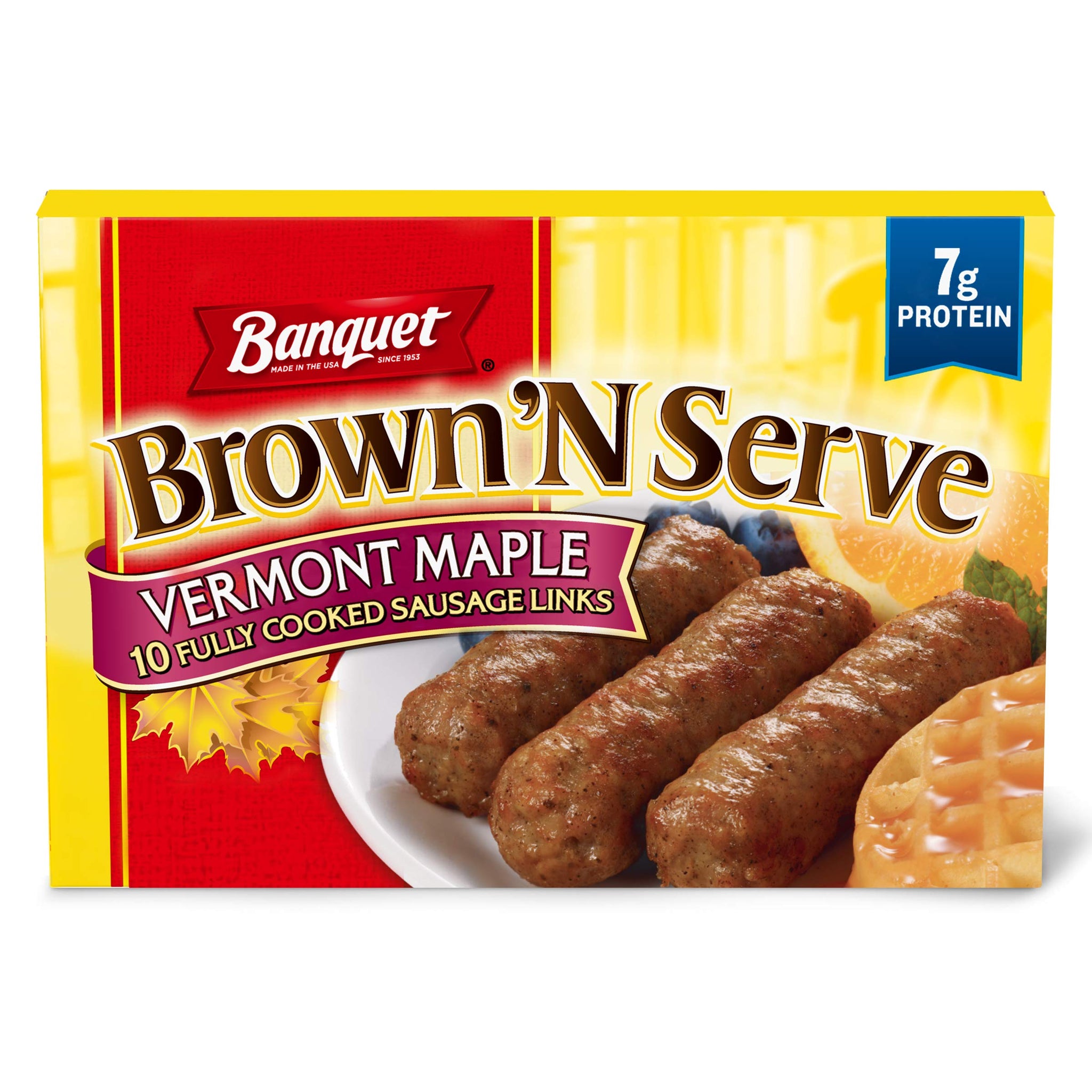 Banquet Brown 'N Serve Vermont Maple Fully Cooked Sausage Links, Frozen Breakfast, 6.4 oz.
