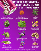 Huzzy Smart Sips Non Alcoholic Drinks - Berry Banger Margarita Inspired Beverage, Alcohol Free Functional Cocktails - Low Calorie, Low Carb, No