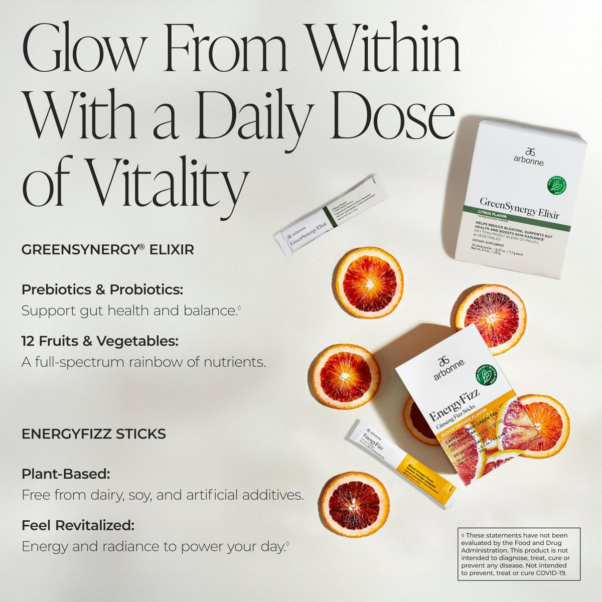Gut & Energy Bundle - GreenSynergy Elixir + Blood Orange Fizz by Arbonne