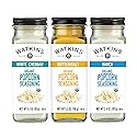 Watkins Popcorn Seasoning Multi-Flavor Variety Pack, 3-Pack (1 White Cheddar 3.3 oz., 1 Butter/Salt 5.3 oz., 1 Ranch 3.6 oz.)
