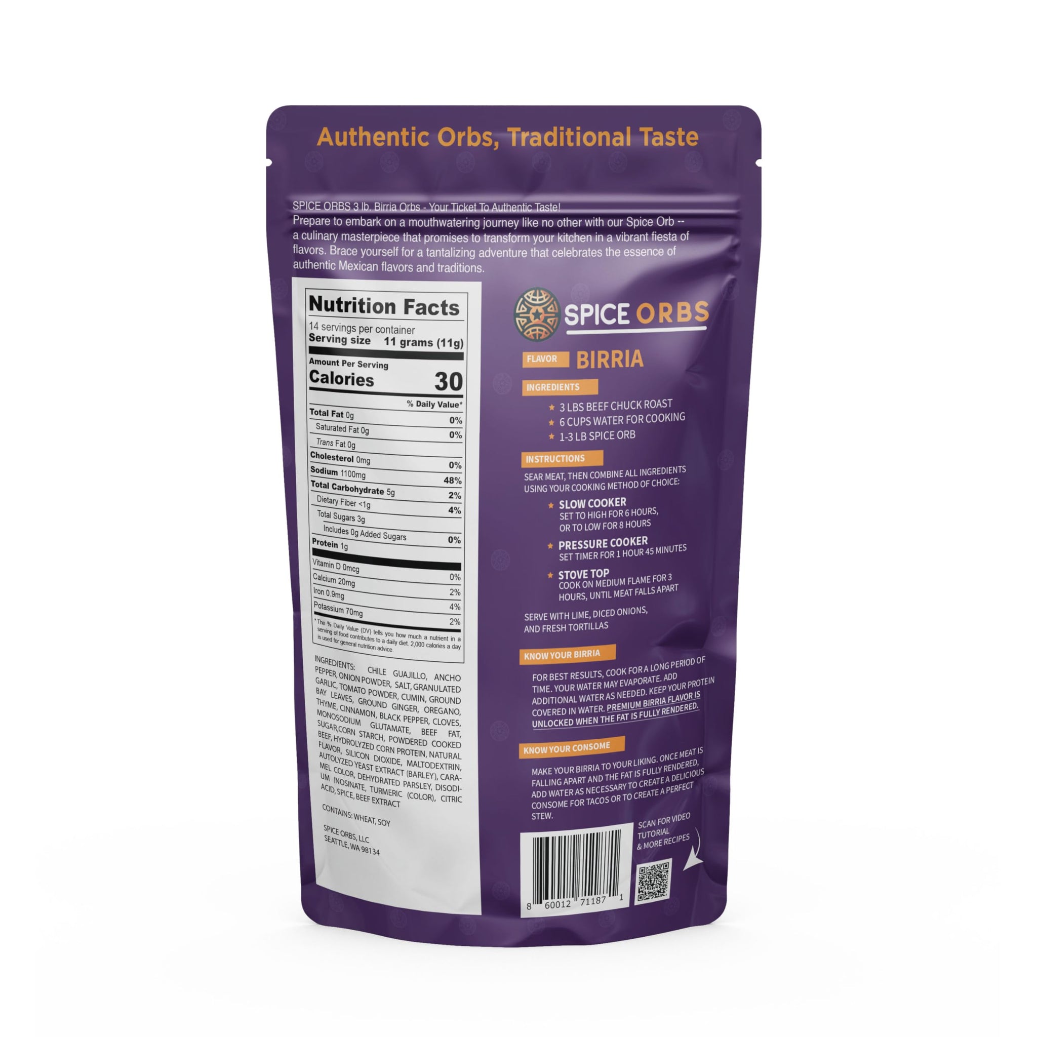 Medium Birria Orb - Makes 3-5 lbs per orb - 2-Pack - Made in USA - Instant Pot Birria Seasoning - Just add water, meat and 1 orb
