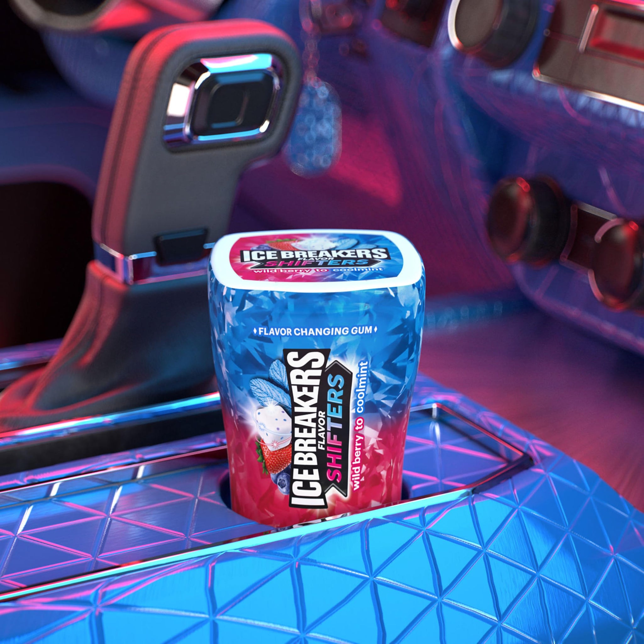 ICE BREAKERS Flavor Shifters Wild Berry to Coolmint Flavored Sugar Free Chewing Gum Bottles, 3.24 oz (6 Count, 40 Pieces)
