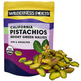 Wilderness Poets, Organic Pistachios - Bright Green Pistachio Nut Halves, No Salt, Grown in California (2 Pound)