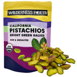 Wilderness Poets, Organic Pistachios - Bright Green Pistachio Nut Halves, No Salt, Grown in California (2 Pound)
