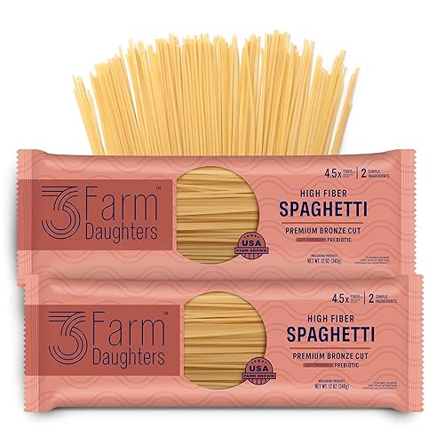 Three Farm Daughters High Fiber Pasta Spaghetti Pack, Irresistible, Low GI, Non GMO Spaghetti Pasta Noodles, Low Net Carb, Made in the USA from Just 2